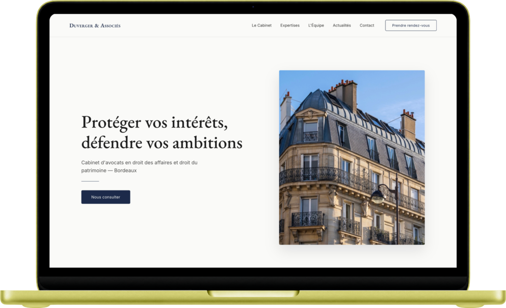Site vitrine Duverger & Associés, cabinet d'avocats
