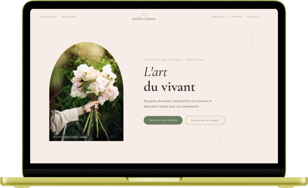 Site vitrine Atelier Léonie, fleuriste