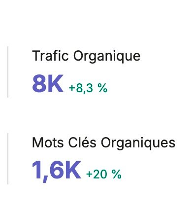 Trafic organique +8,3%, mots-clés +20%
